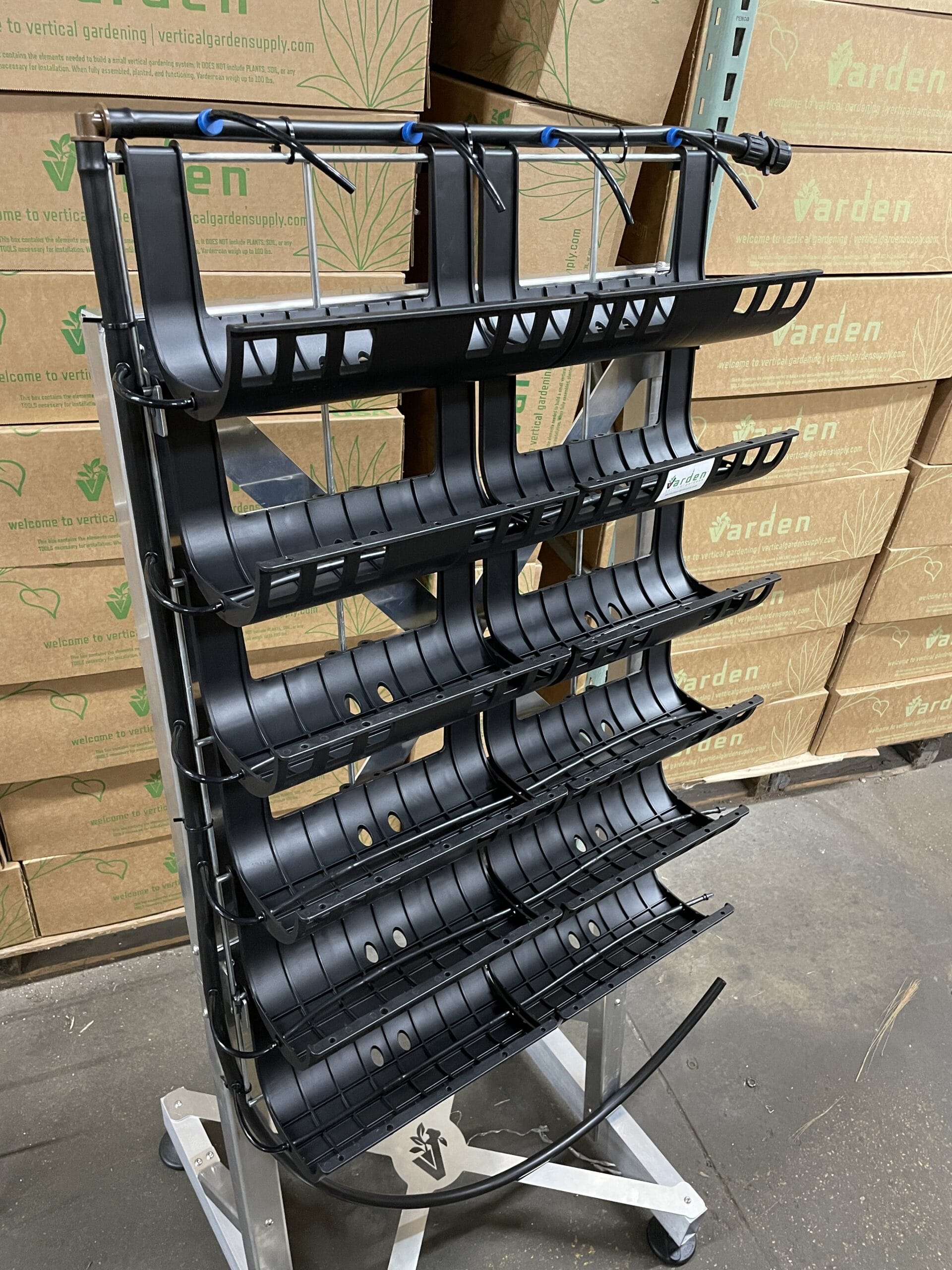 Vertical Garden Rack with Varden 36 unit mounted and Irrigation